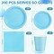 200pc Light Blue Party Supplies Set (Serves 50) - Baby Blue Plates, Napkins & Cups - Waterproof Disposable Dinnerware for Boy Baby Shower, 2026 Graduation, Winter Birthday & Christmas
